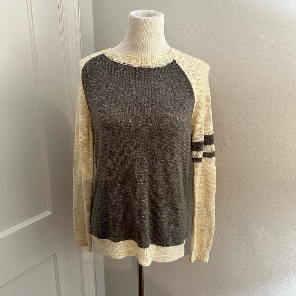 Ellison varsity color block grey & ivory sweater
